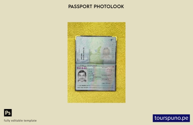 listo para imprimir la plantilla de presentación fotográfica del pasaporte de 11